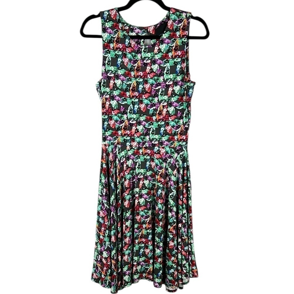 Cynthia Rowley Jewel Print Rayon Knit Fit & Flare Skater Dress Medium Multi